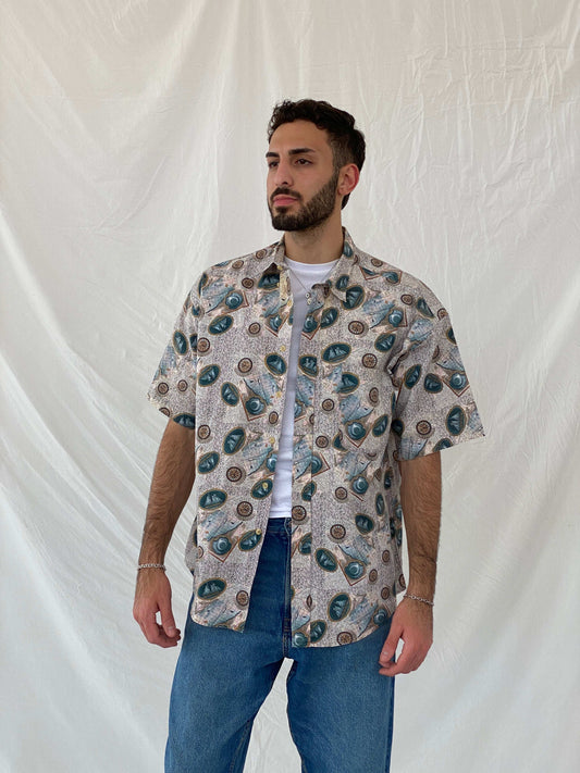 Vintage Links Edition Printed Cotton Shirt Size L - Balagan Vintage Half Sleeve Shirt 00s, 90s, Awsam, half sleeve shirt, NEW IN, printed shirt