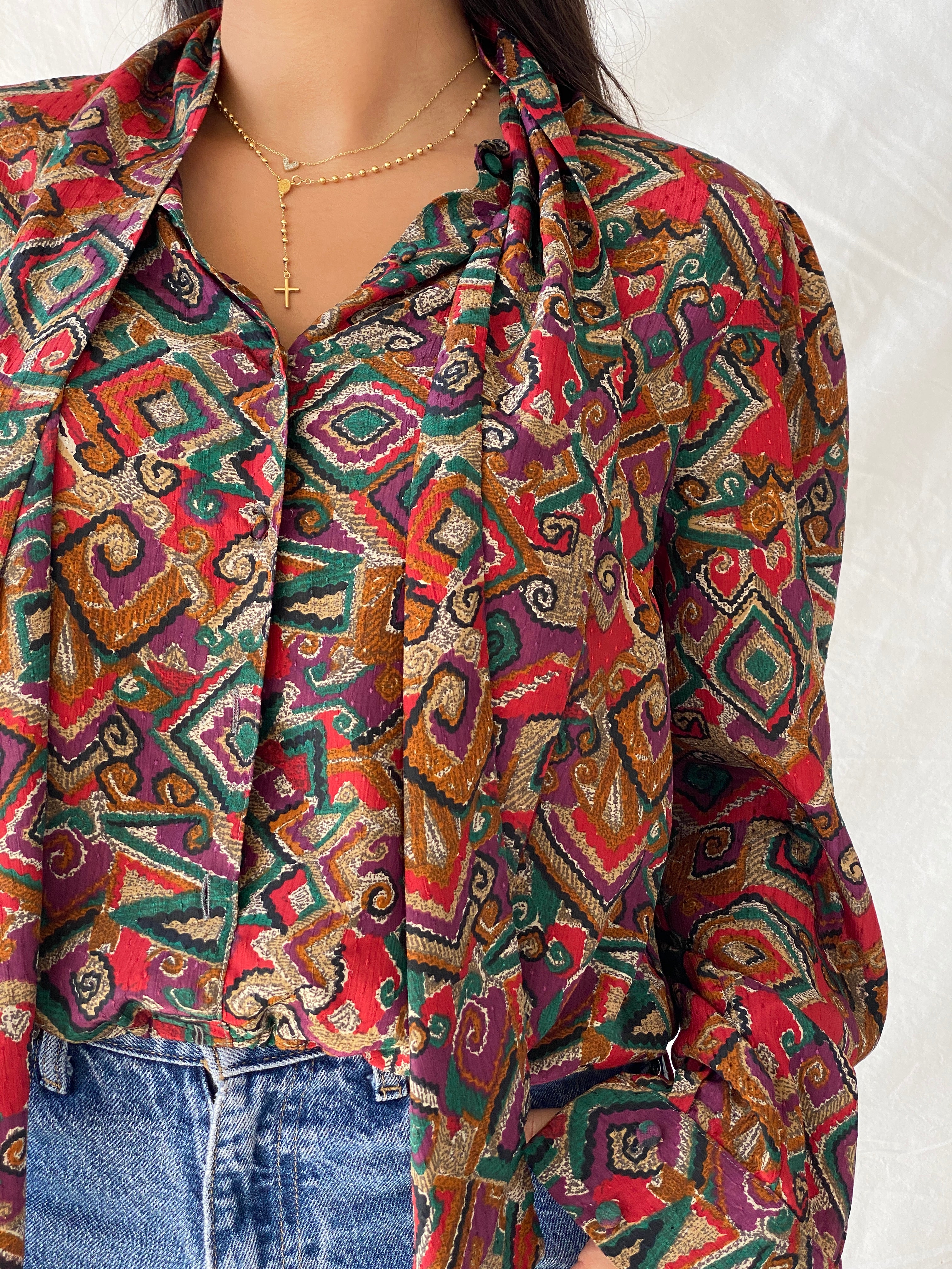 Vintage Devernois Paris Printed Button Up Full Sleeve Shirt - M