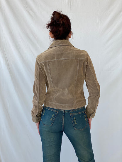 Y2K SO.. So Real So Right Distressed Denim Like Light Jacket - M