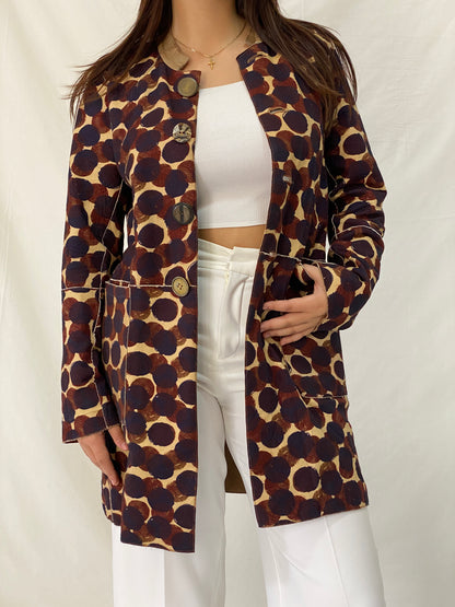 MALIPARMI Italy Reversible Coat Genuine Lambskin Leather & Cotton Designer Jacket - L