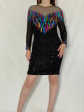 Rare Vintage 80s/90s NITE Line Beaded Silk Heavy Party Dress - M