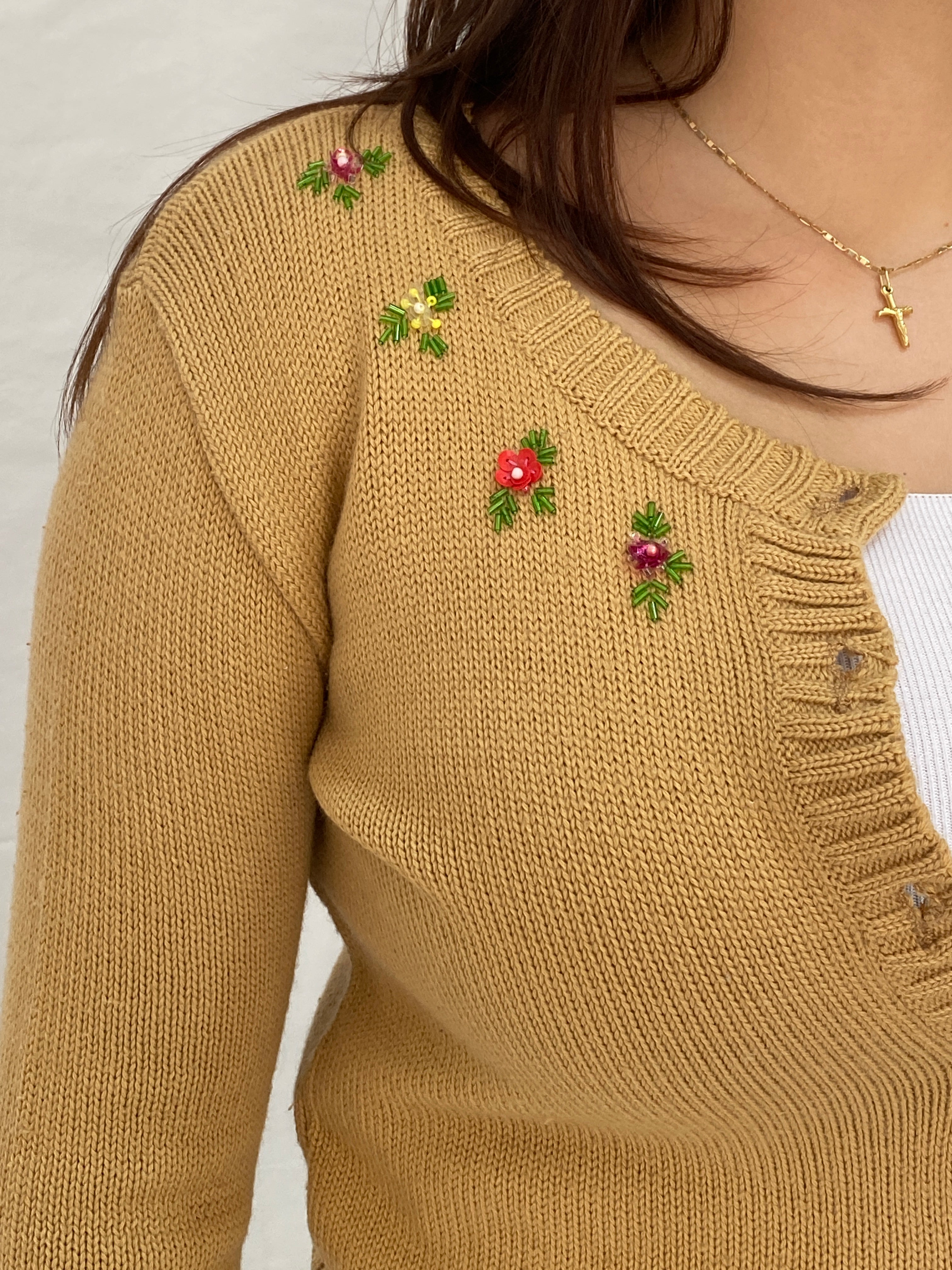 Dolce & Gabbana D&G Fitted Knitted Beaded Cardigan Top - S