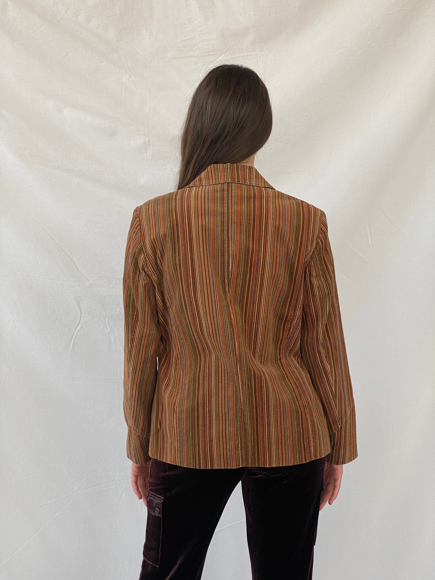 Vintage 90s Bonita Vertical Striped Brown Blazer - M