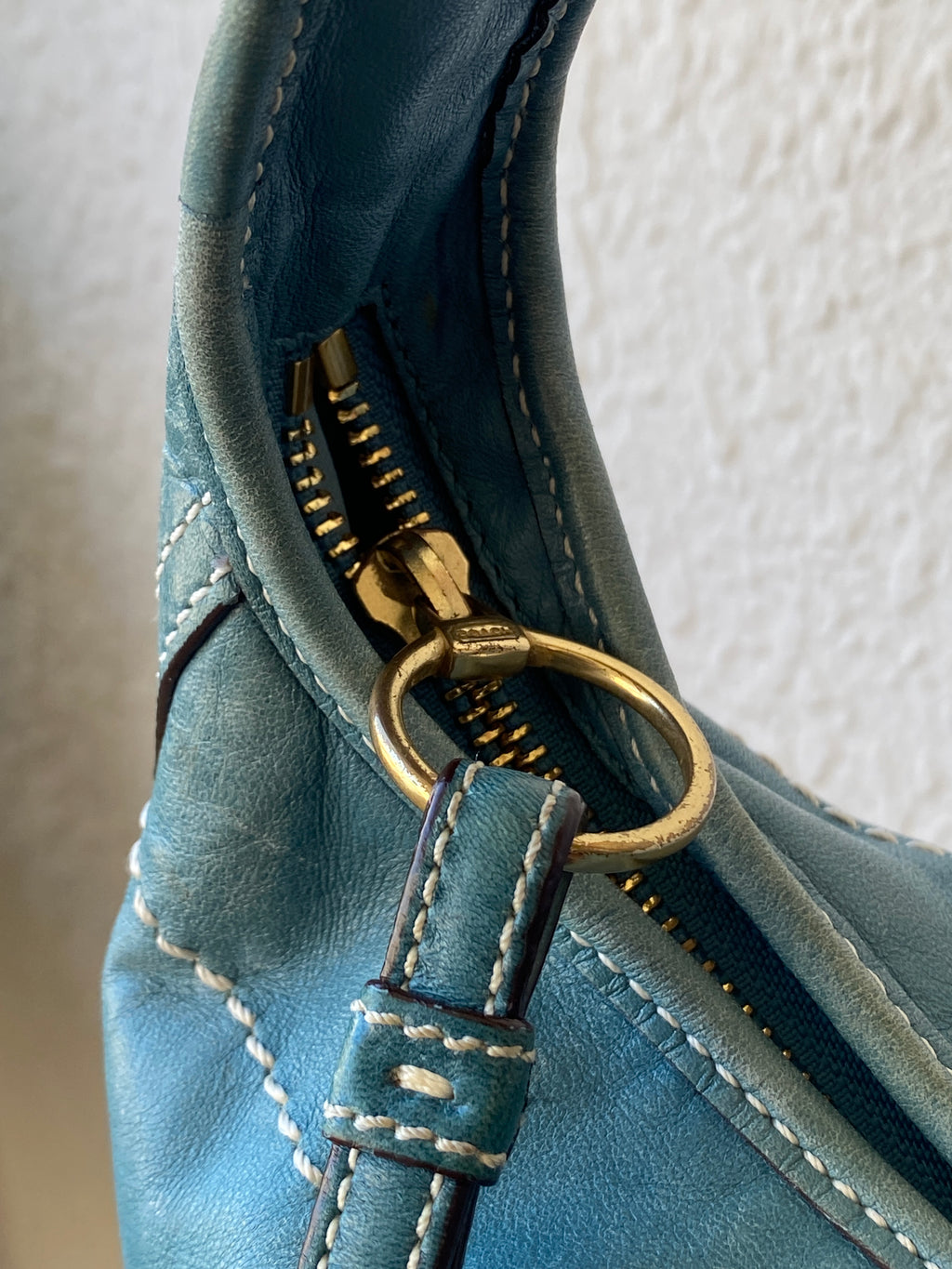 Coach B0769-10740 Teal Leather Shoulder Bag – Vintage Glovetanned Leather