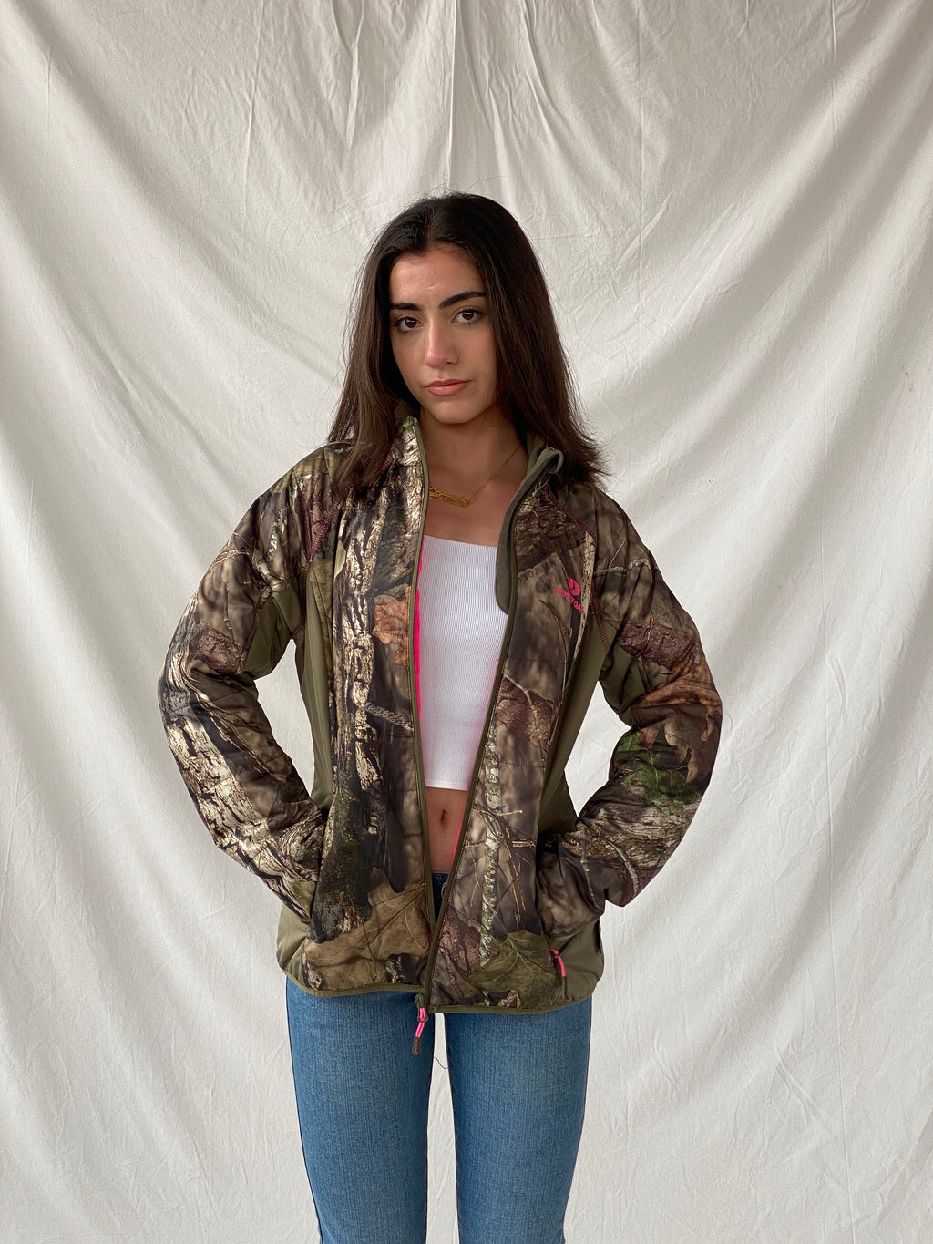 سترة صيد نسائية من موسي أوك مبطنة باللون الوردي - مقاس صغير