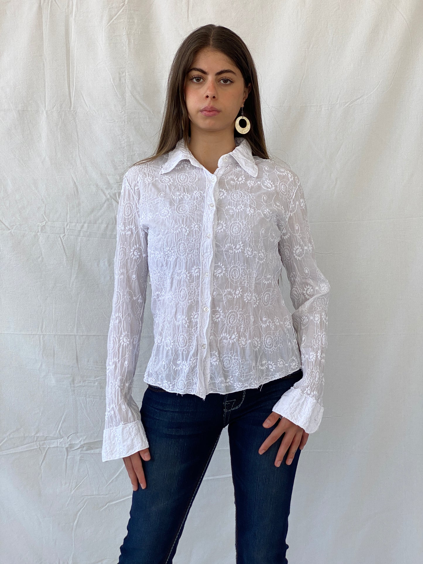 Vintage Marlboro Classics Slim Fit Shirt With Floral Details - M