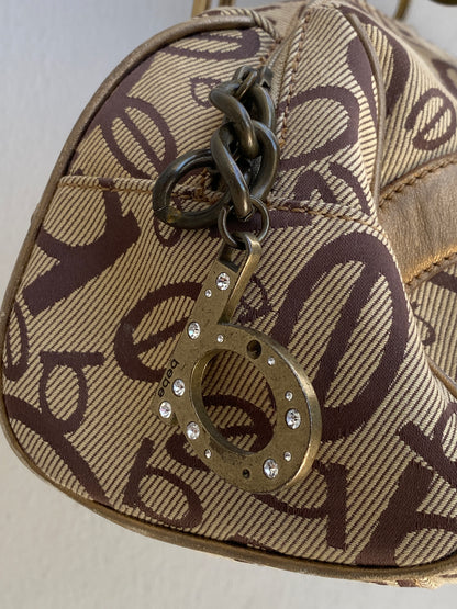 Y2K Bebe Monogram Canvas & Bamboo Handle Bag Beige Brown