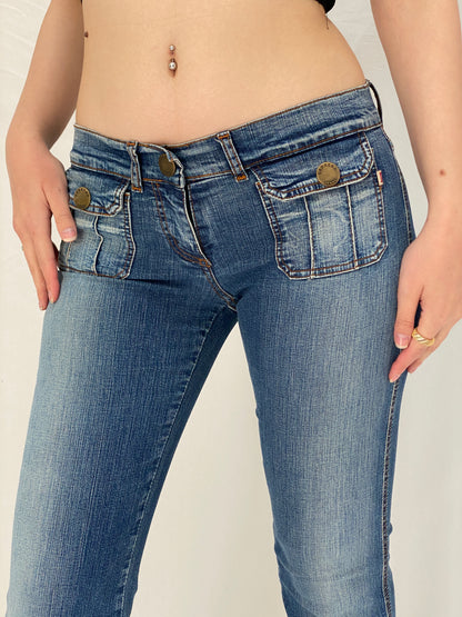 Vintage Y2K Carrera Italian Low Rise Flare Jeans - 36EUR