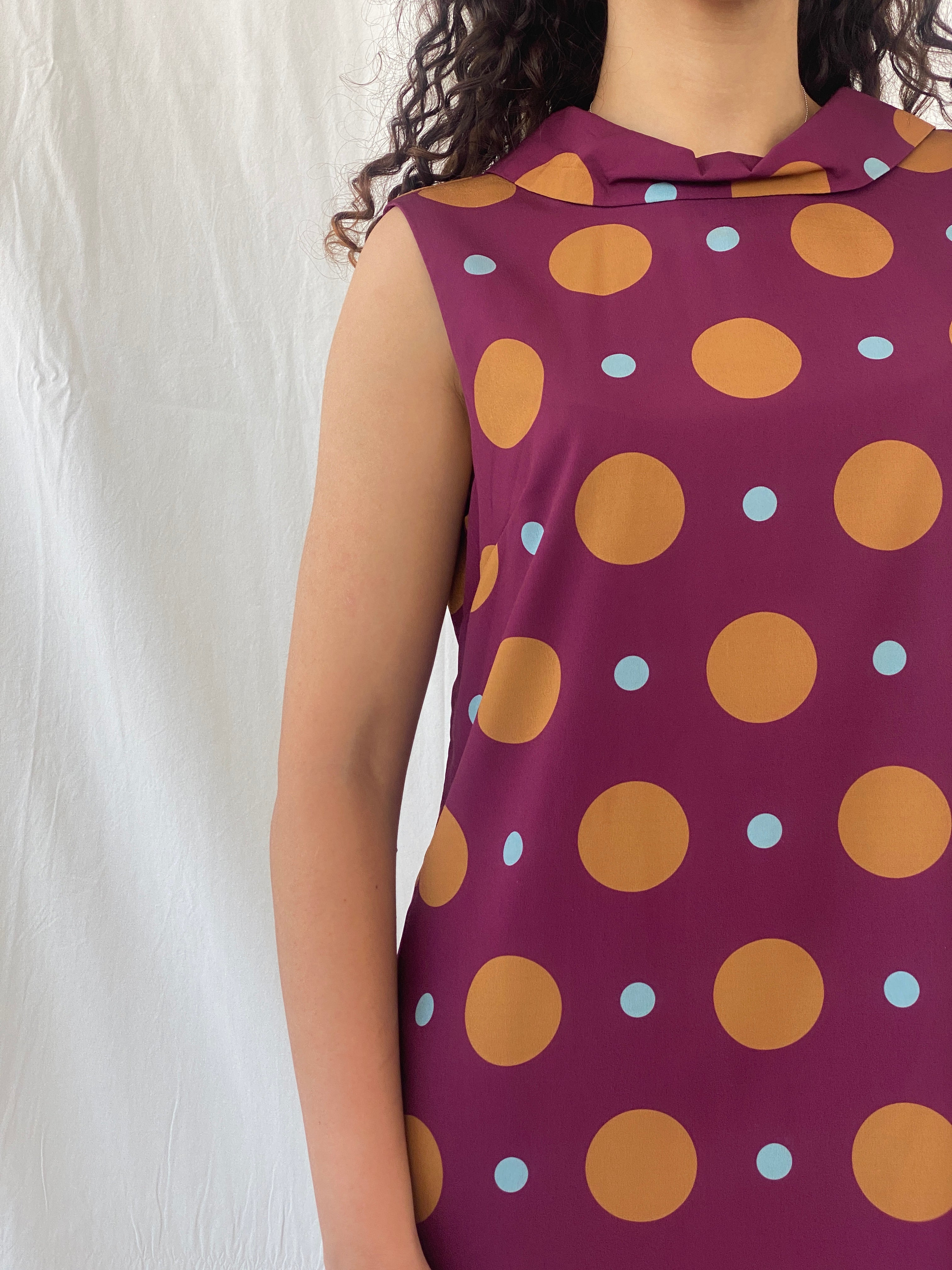 Princess Highway 60s-Inspired Dots Purple Turtle Neck Short Dress - L