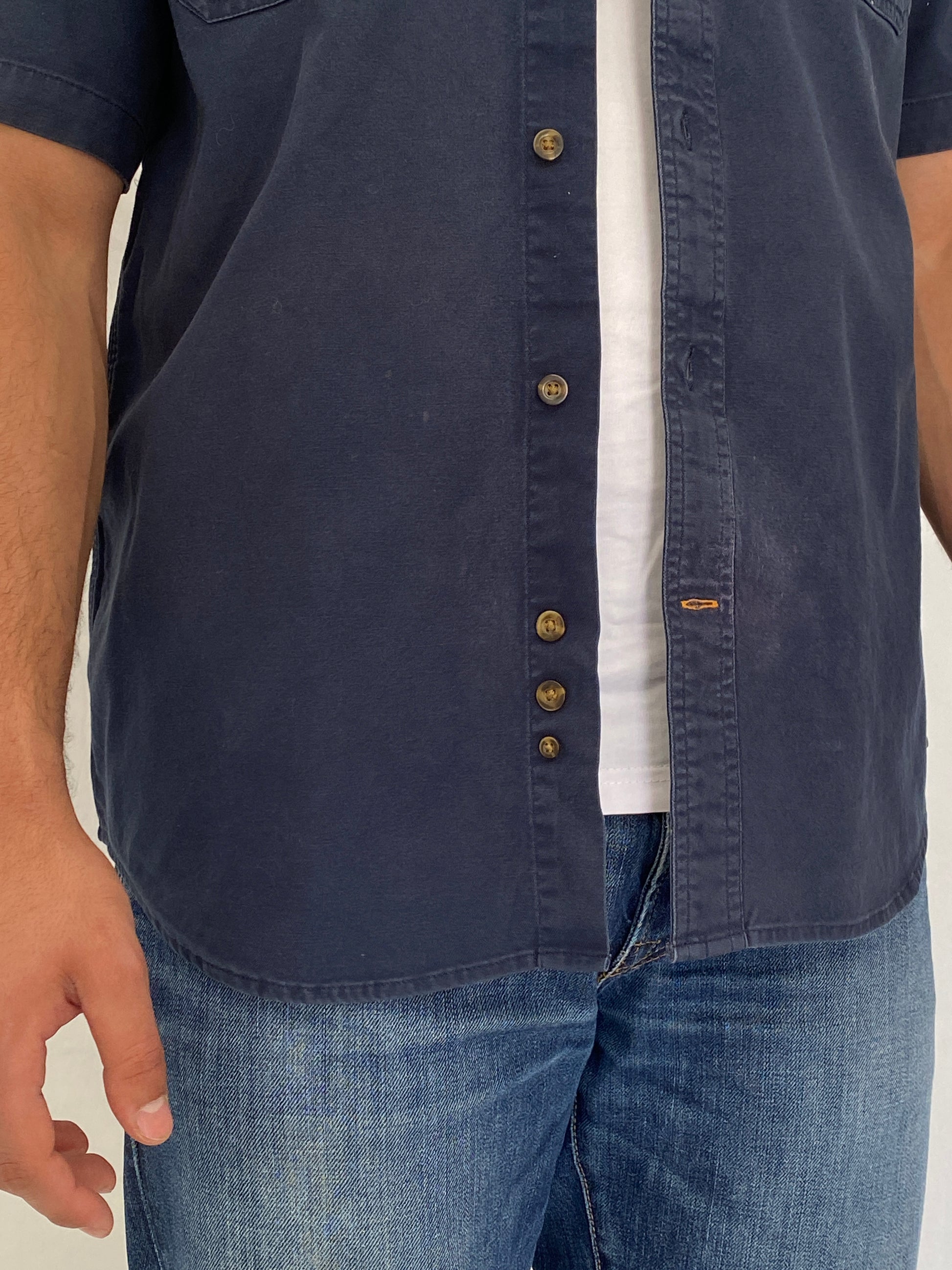 Carhartt Relaxed Fit Navy Cotton Work Spring 2019 Shirt - L Carhartt Relaxed Fit Navy Cotton Work Spring 2019 Shirt - L