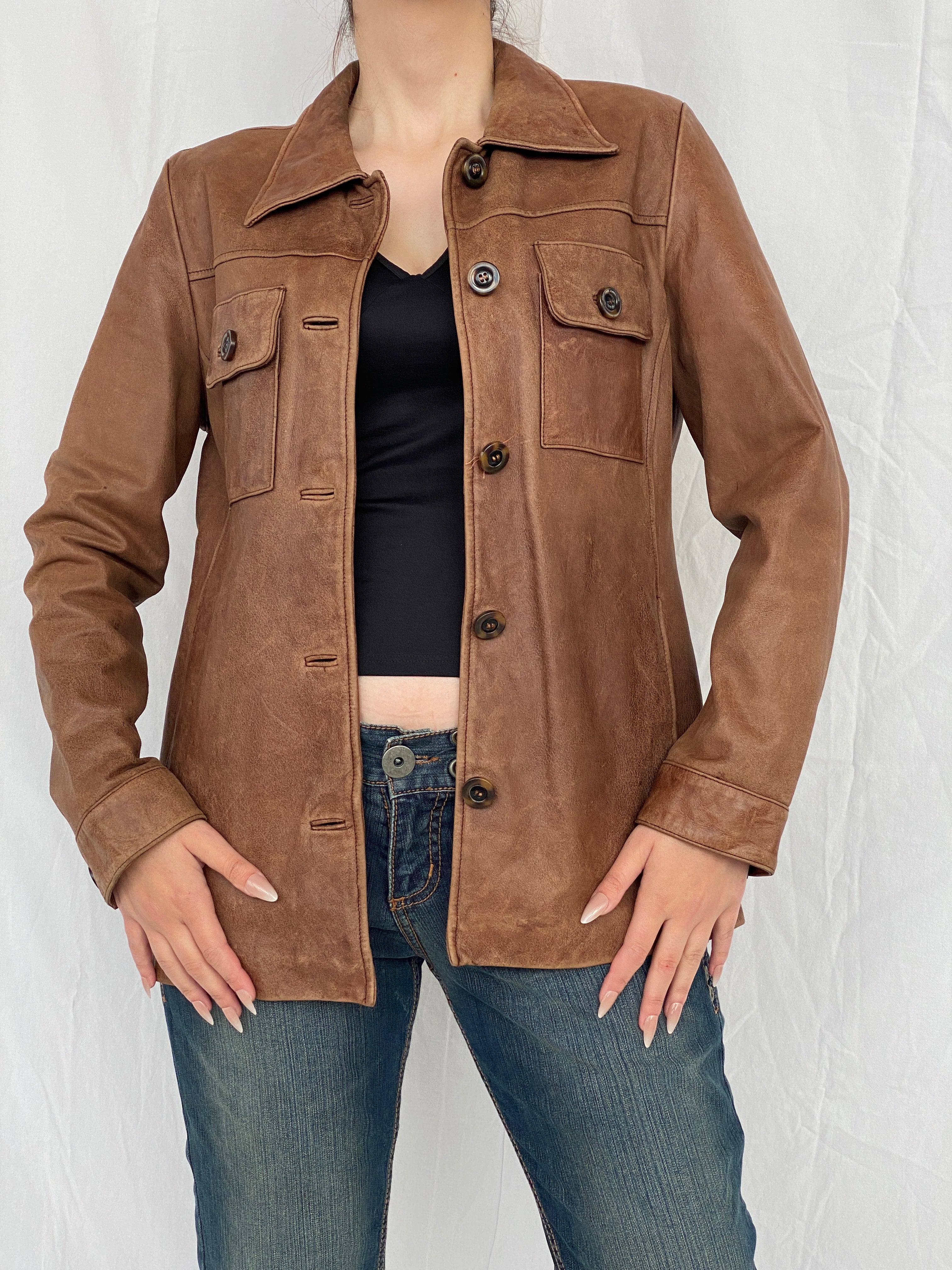 Vintage Club Manaco Classic Brown Leather Jacket - M