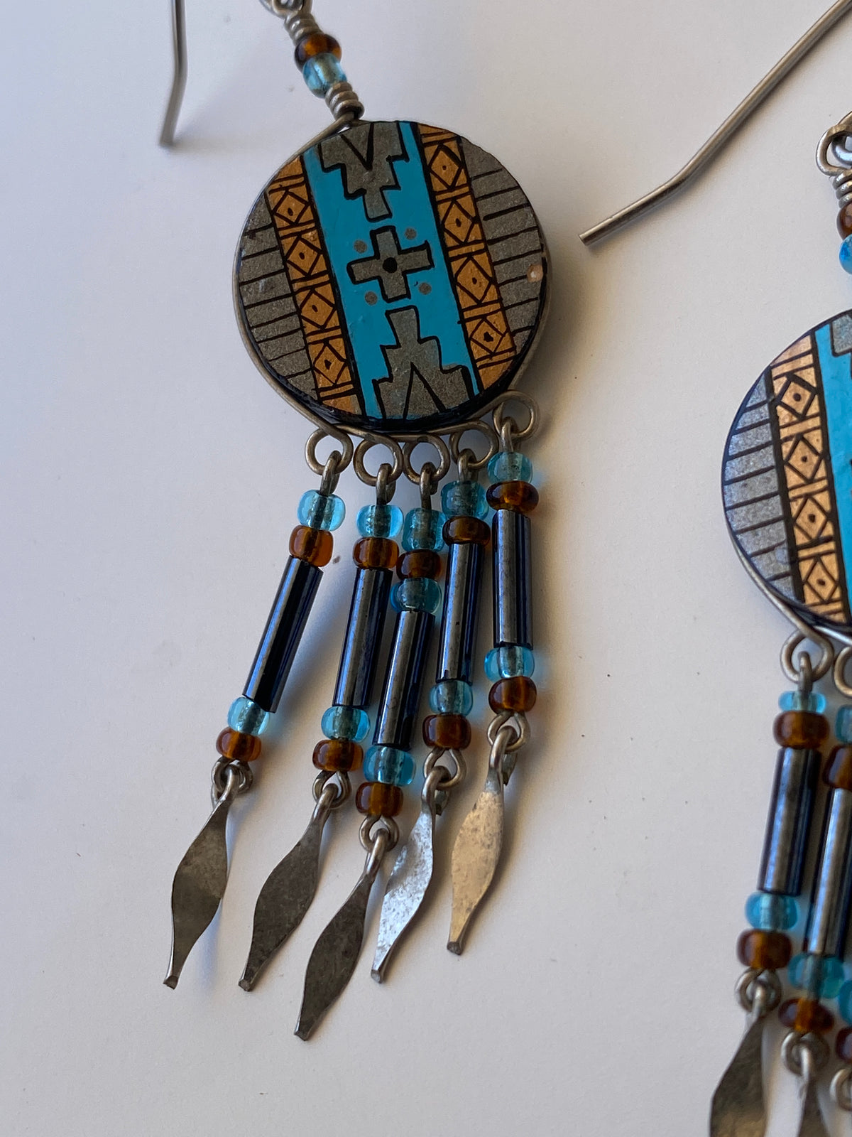 Vintage Southwestern Inspired Beaded Dangle Fringe Earrings Vintage Southwestern Inspired Beaded Dangle Fringe Earrings