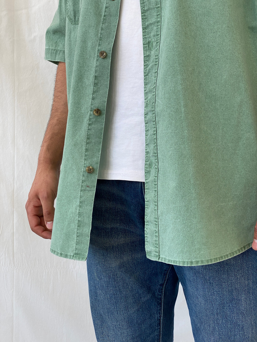 Vintage REDHEAD Men’s Green Short Sleeve Cotton Shirt - 2XL