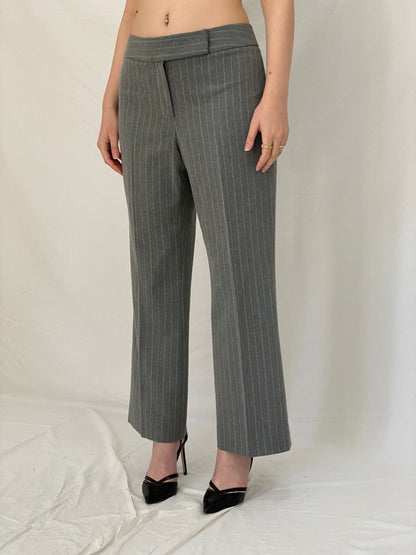 Vintage Tahari Arthur S. Levine Grey Pinstripe Suit Set Tailored Blazer & Straight-Leg Trousers Classic Officewear Power Suit - M