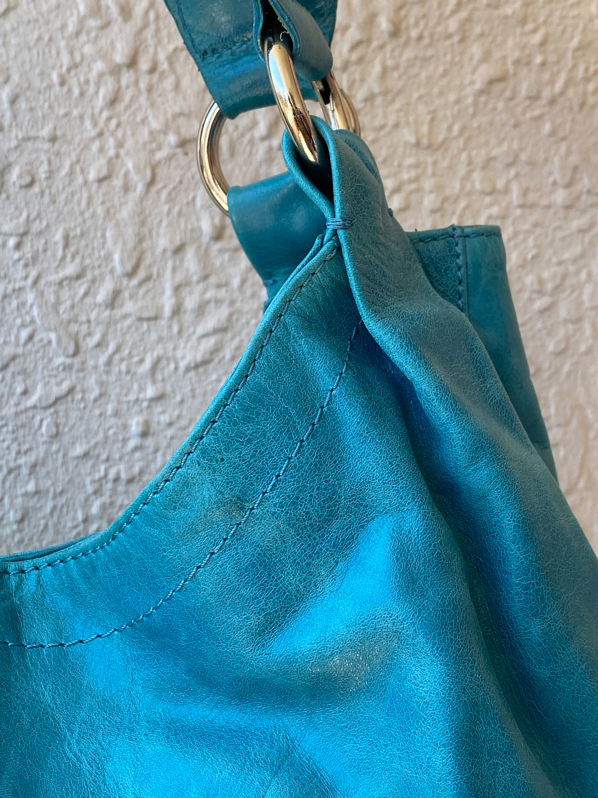 Vintage Y2K Bejin Korf Turquoise Genuine Leather Slouchy Hobo Shoulder Bag Vintage Y2K Bejin Korf Turquoise Genuine Leather Slouchy Hobo Shoulder Bag