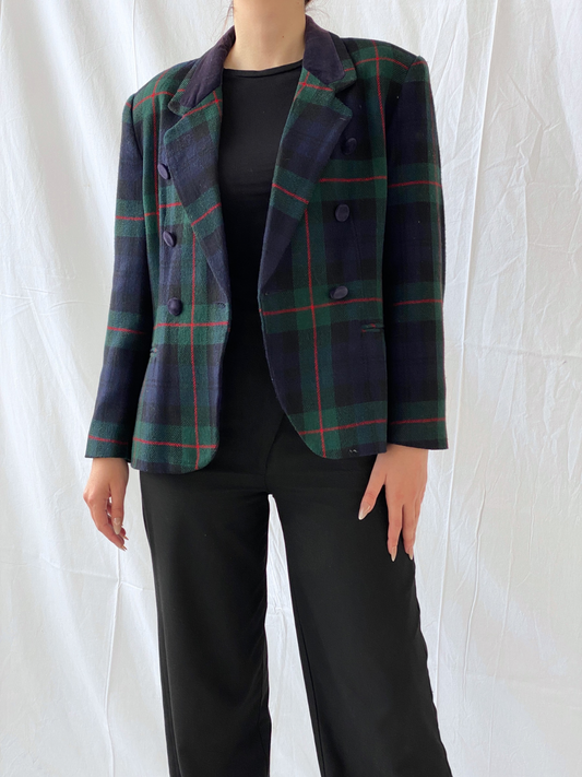 Vintage Norton McNaughton Petites Wool Blend Plaid Women’s Blazer - L