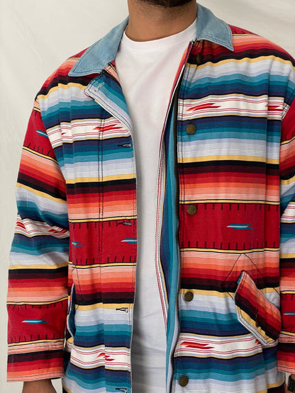 Vintage Woolrich Southwestern Stripe Zip-Up Cotton Shacket – L