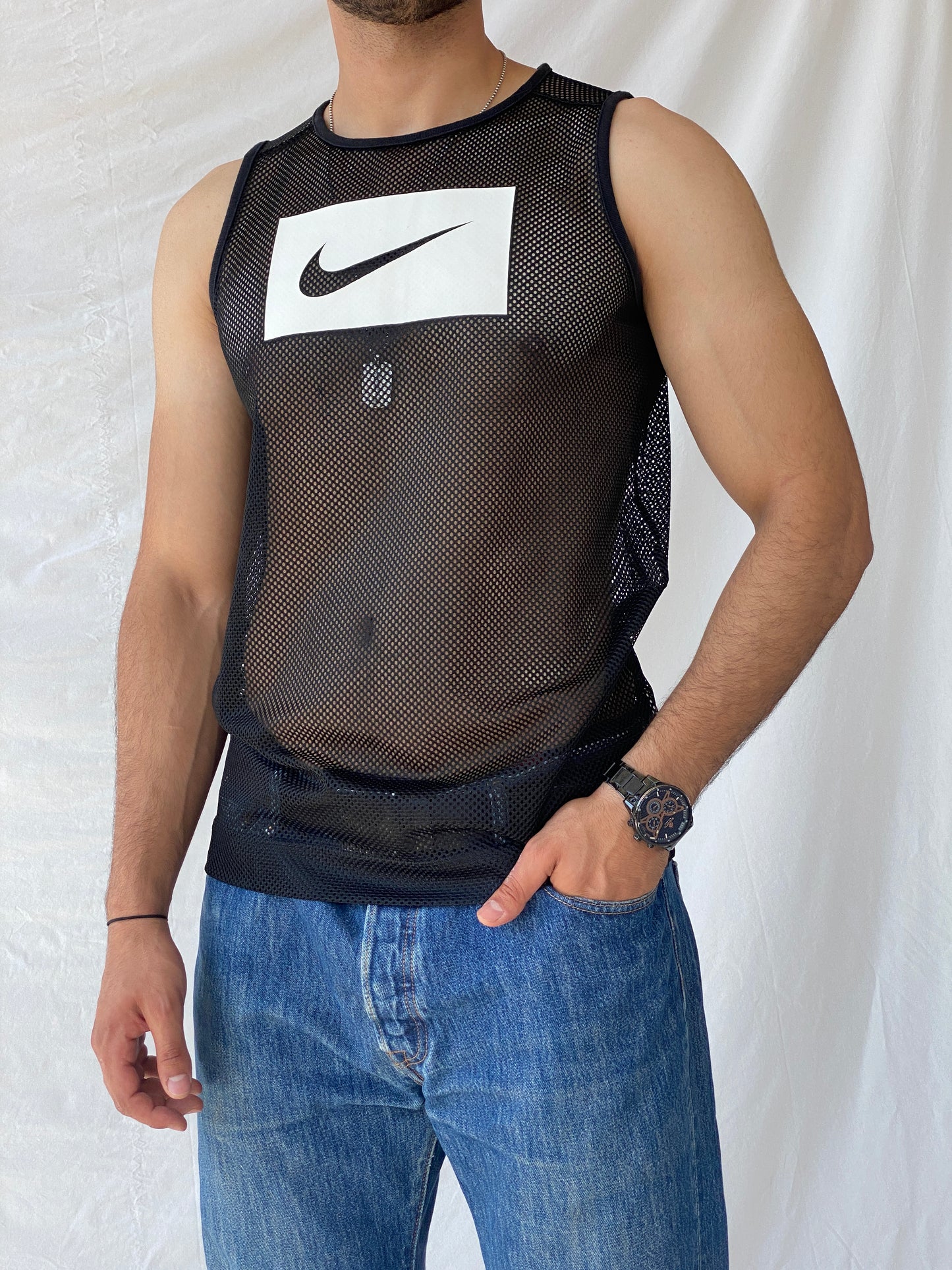 Nike Mesh Activewear Black Tank Top - S