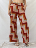Y2K Sof Chevron Wide Leg Orange Summer Light Pants - M