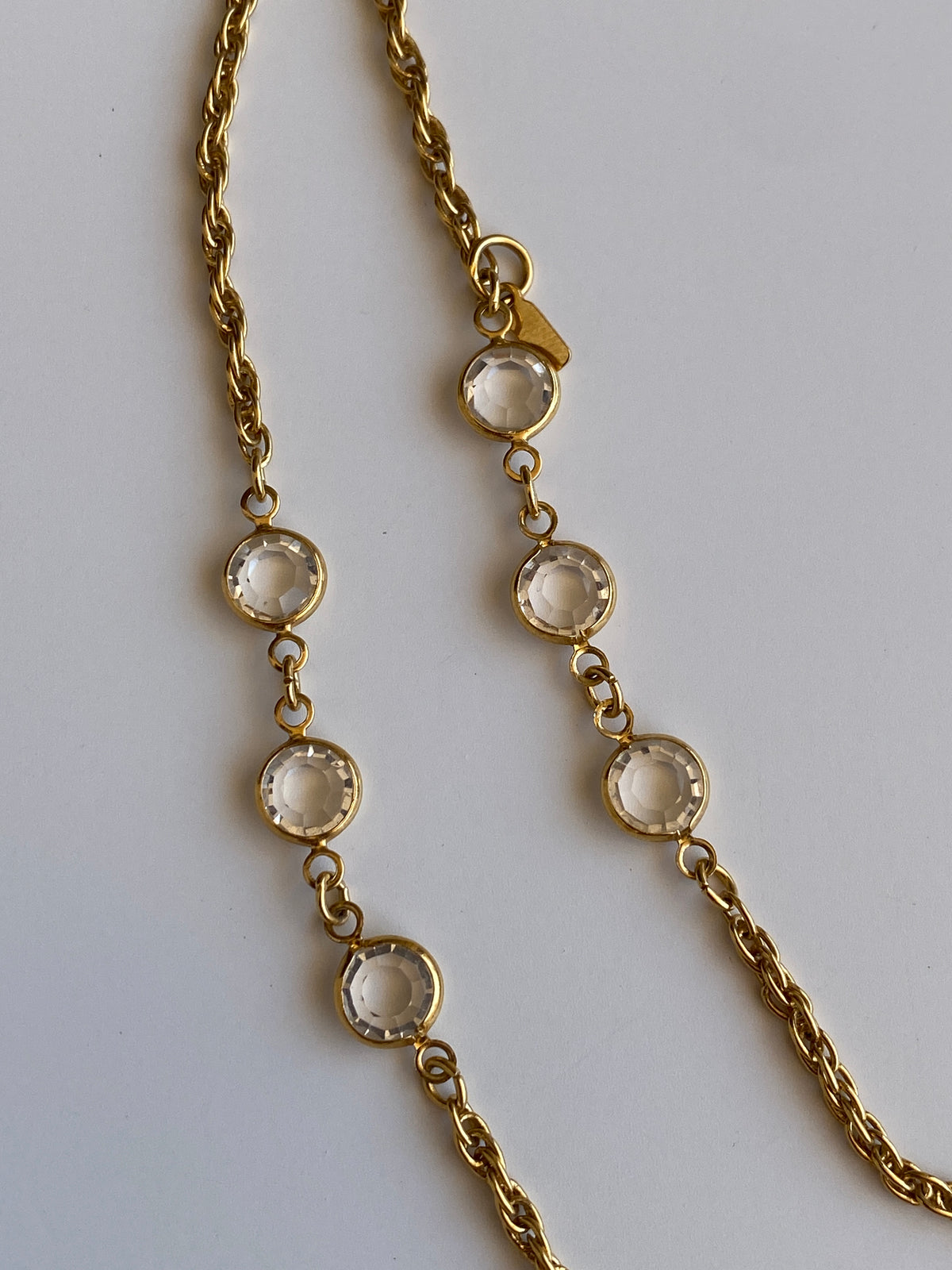 Vintage Monet Gold-Tone Crystal Long Convertible Double Strand Necklace Vintage Monet Gold-Tone Crystal Long Convertible Double Strand Necklace