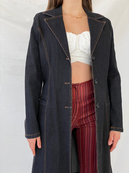 Vintage 90s BALANCE Dark Denim Coat - L