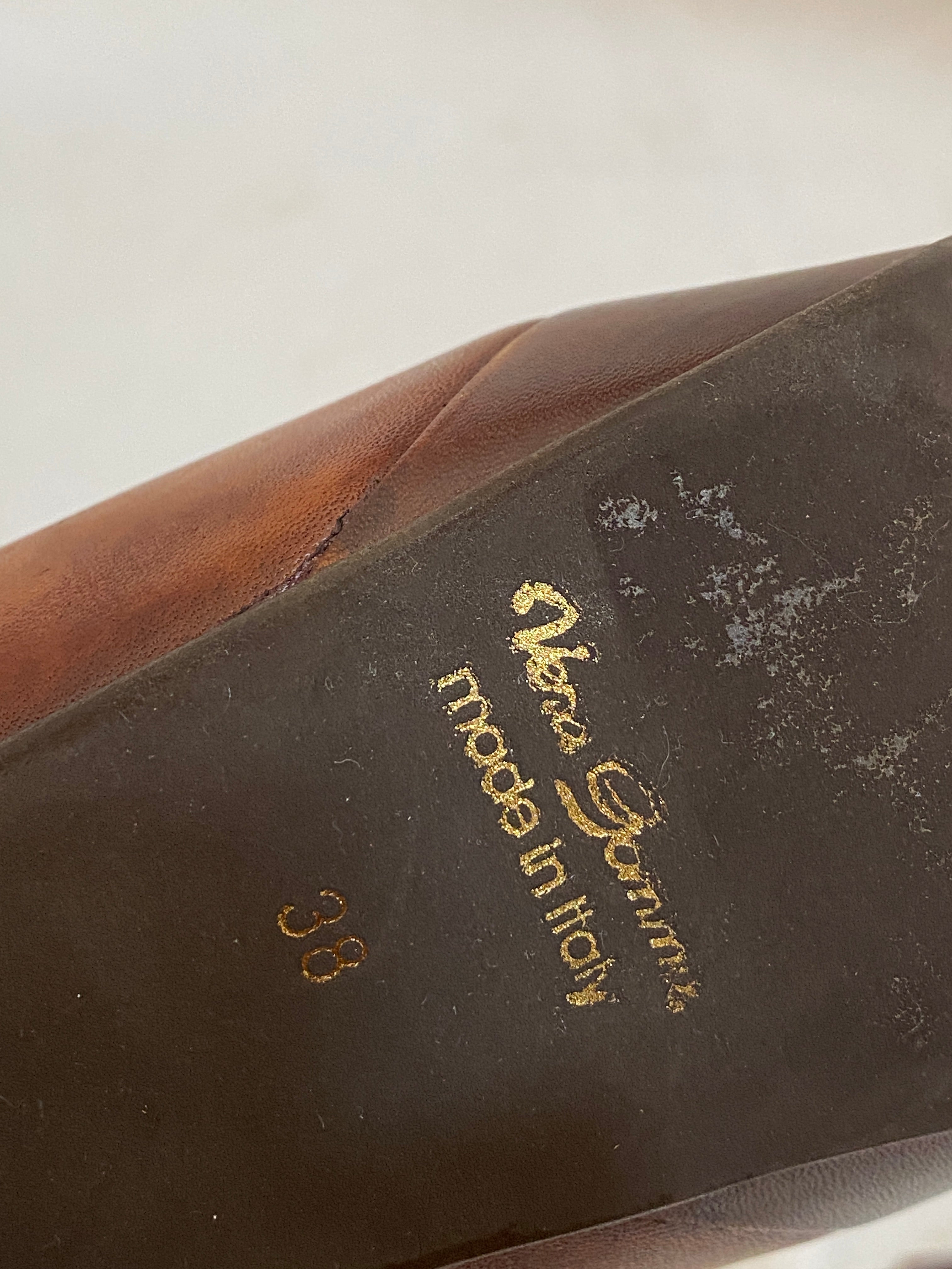 Network Genuine Leather Platform Ankle Boots Distressed Brown High Heel Statement Shoes - EU 38