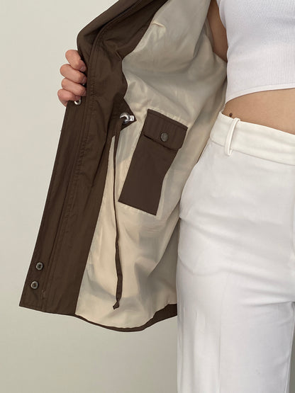 Y2K Opal Woman Chocolate Brown Lightweight Utility Trench Coat – L