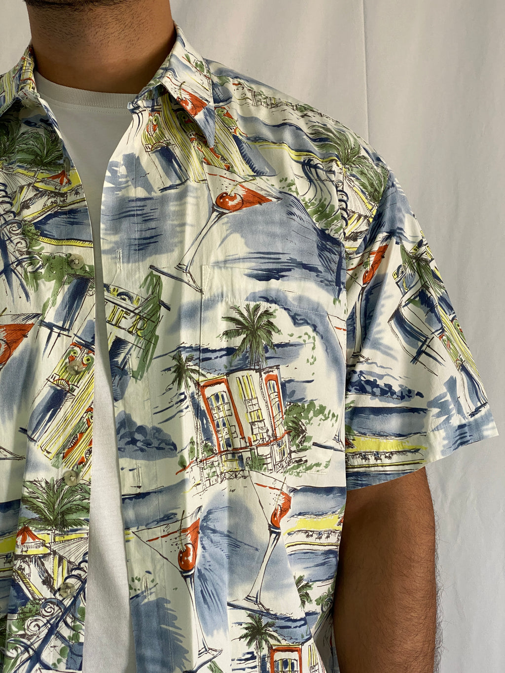 Vintage Pierre Cardin Men’s Cotton Short Sleeve Tropical Resort Print Shirt - L