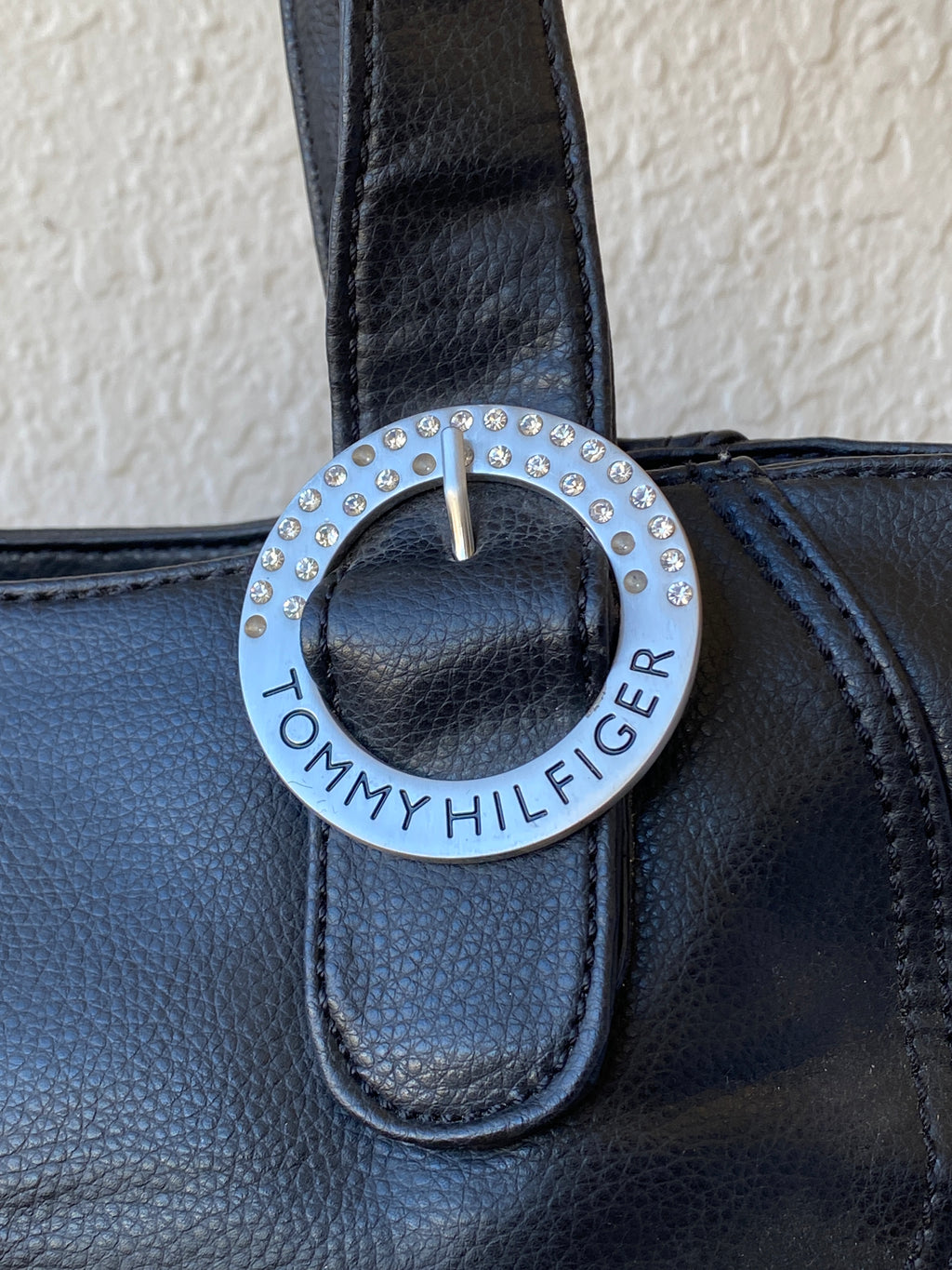 Y2K Tommy Hilfiger Black Vegan Leather Women’s Shoulder Bag