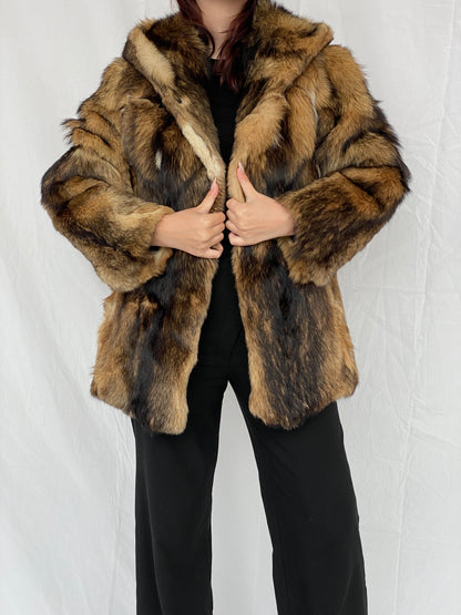 Luxurious Vintage Gaewolf Exclusive Real Fur Heavy Hooded Jacket - M