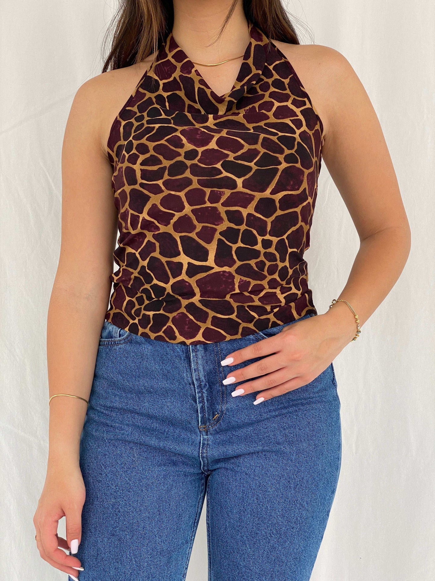 Y2K Purple and Gold Halter Top - Size M - Balagan Vintage Halter Top 90s, halter top, NEW IN, Rama, women top