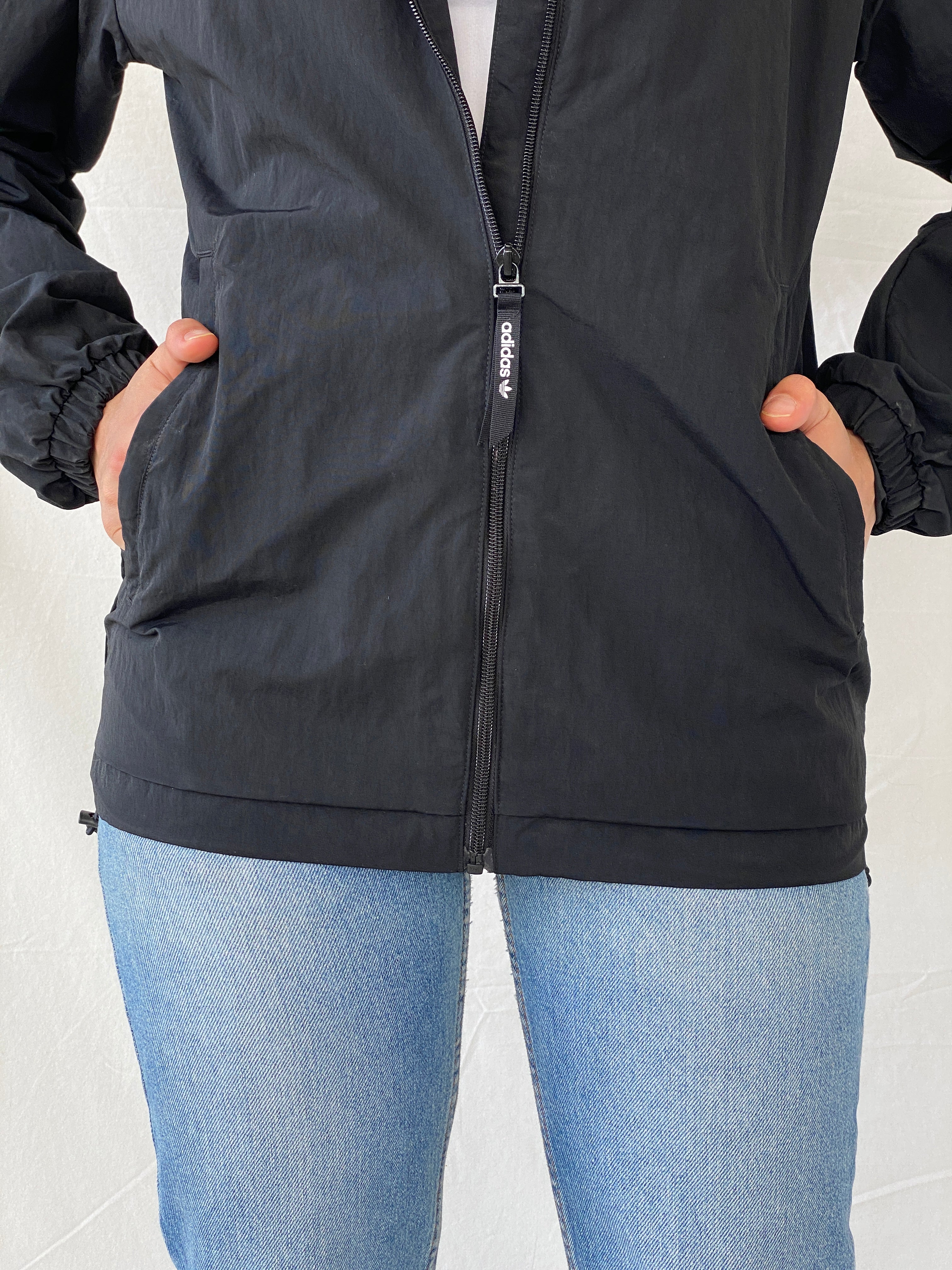 Vintage Y2K Adidas Black & White Windbreaker Jacket - S