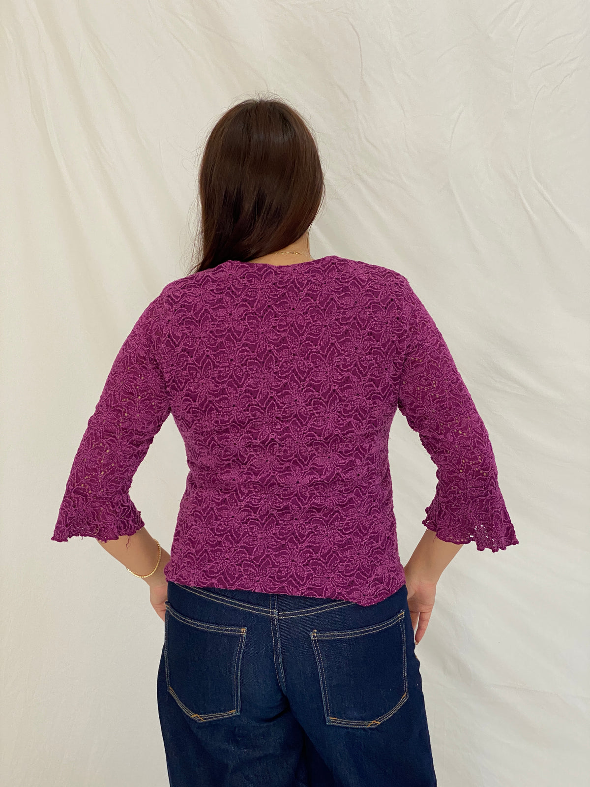 Vintage Y2K Studio 1940 Plum Purple Floral Lace V-Neck Top - L Vintage Y2K Studio 1940 Plum Purple Floral Lace V-Neck Top - L