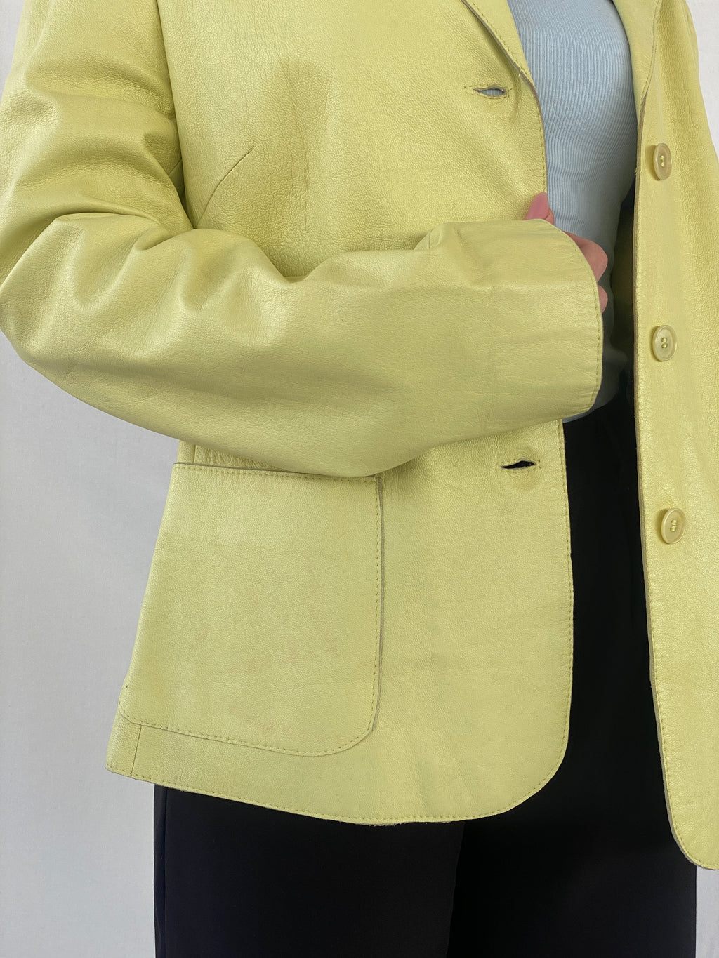 Vintage Mirella Mori Italy Yellow Genuine Leather Blazer -L