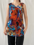 Vintage Y2K Sleeveless Marble Print Mesh Women’s Top - M