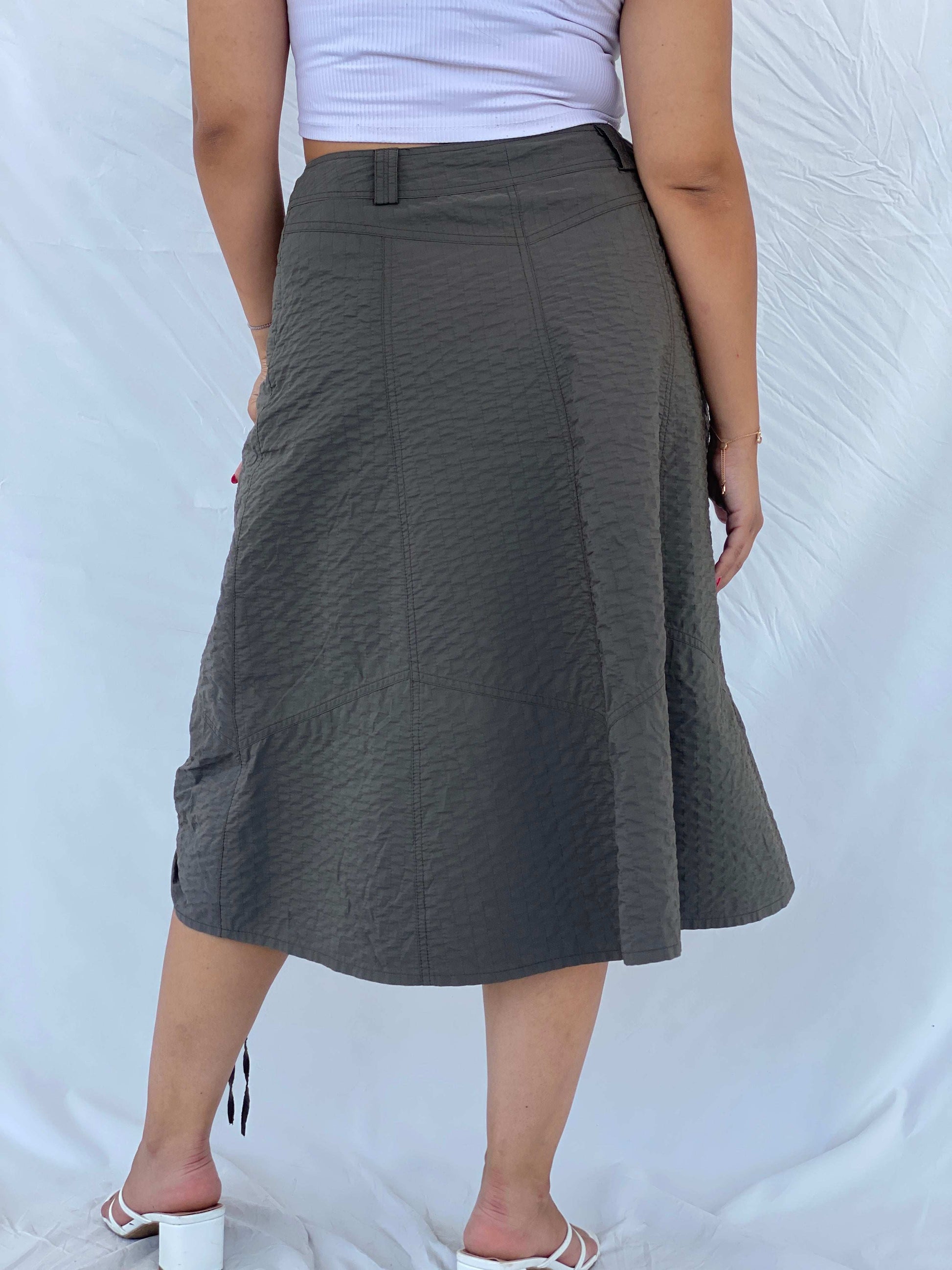 Vintage 90s Gelco Olive Green Midi Skirt - L - Balagan Vintage Midi Skirt 00s, 90s, cargo skirt, Dina, floral skirt, midi skirt, NEW IN