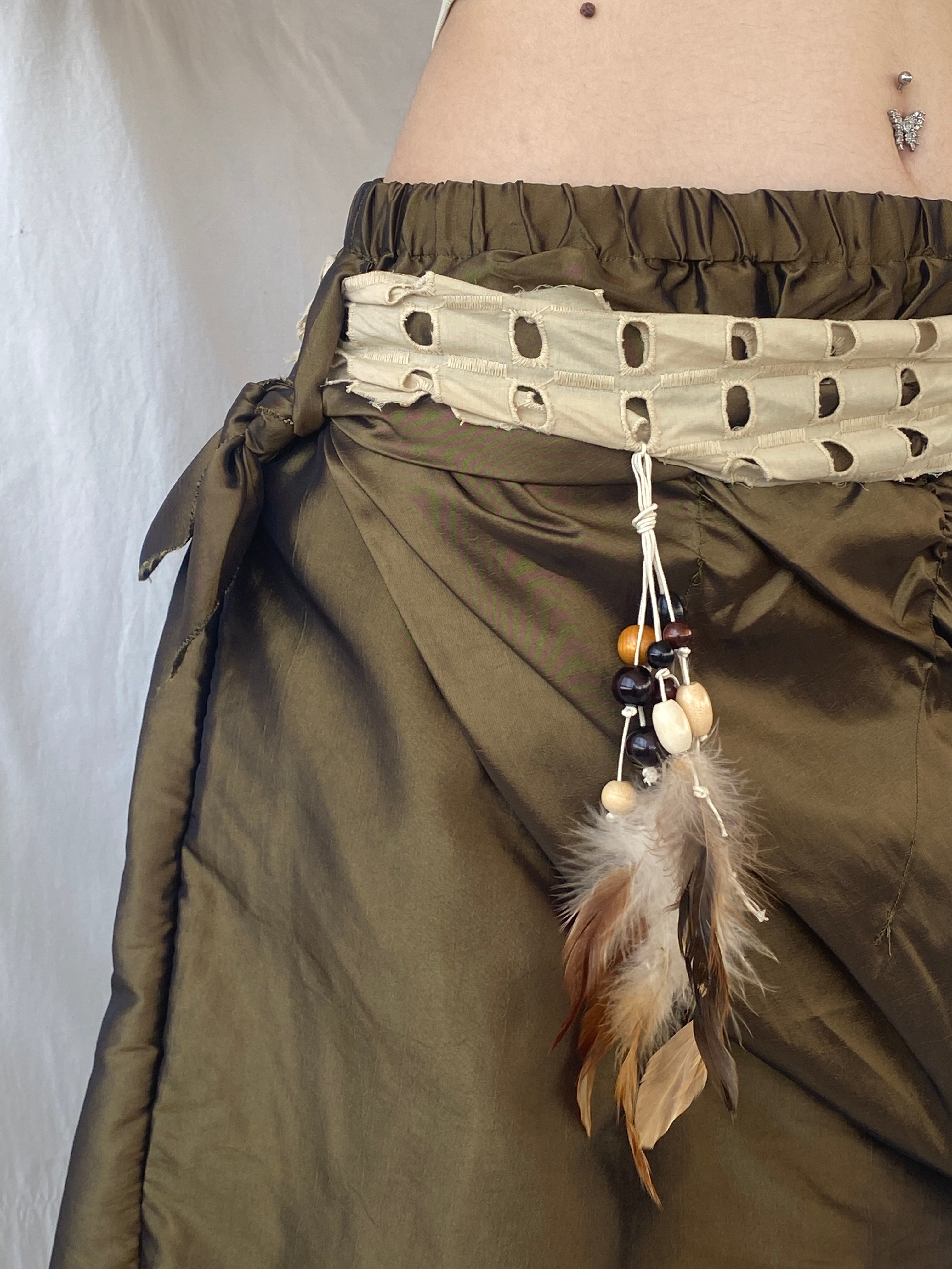 Statement Y2K Metallic Olive Green Short Women’s Skirt - L