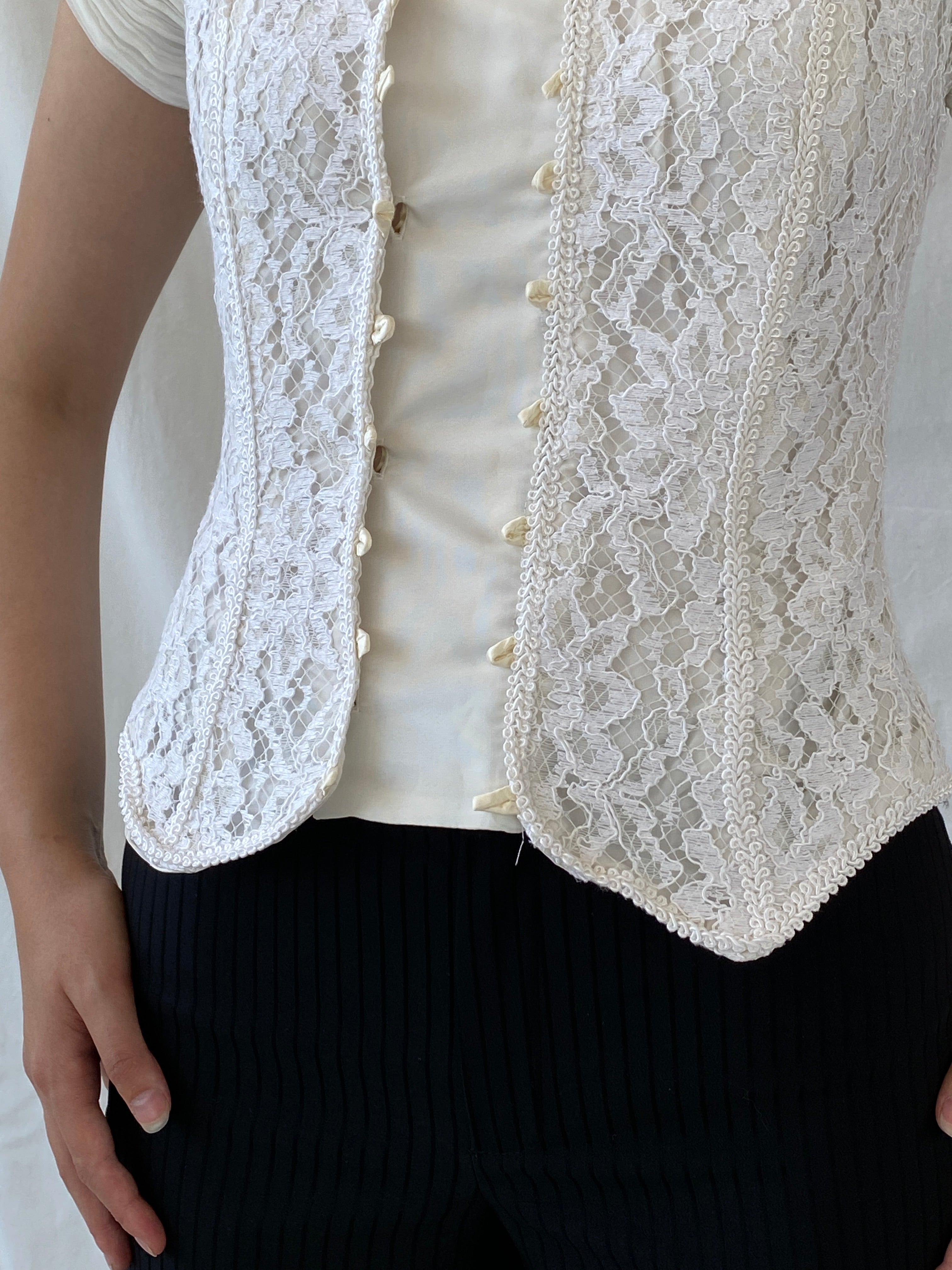 Stunning Vintage 90s Jean Allen London Lace Bustier Victorian Boned Corset Top - S