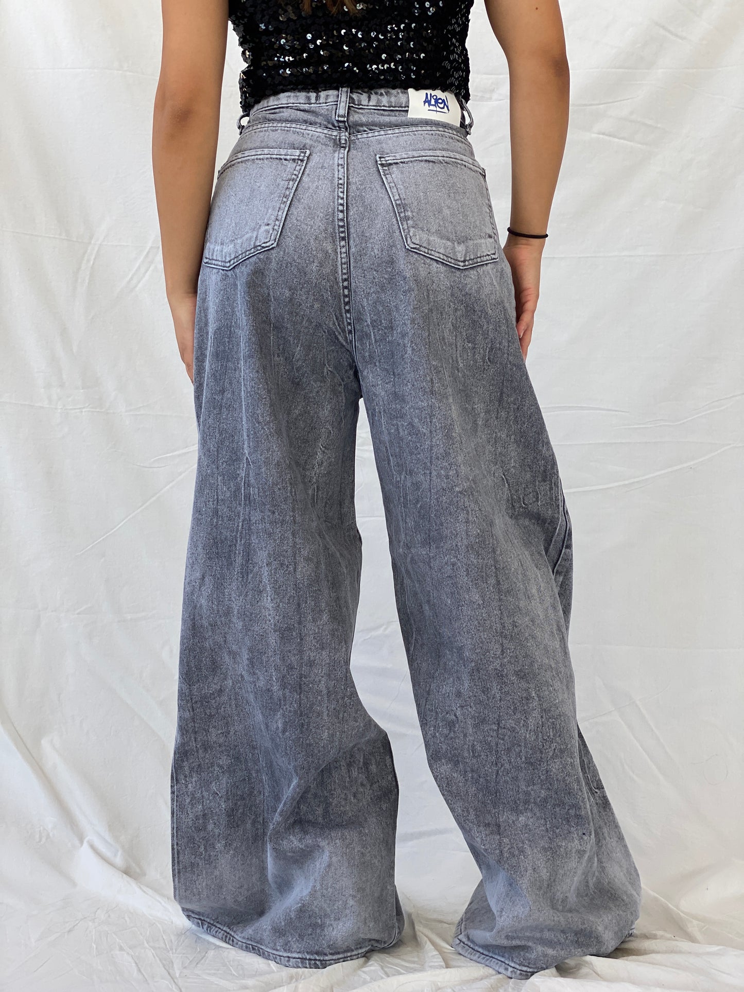 NWT Alien Streetwear Baggy Extra Wide Leg Gray Jeans - 36EUR