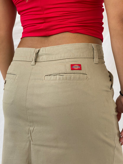 Dickies Khaki Straight Pencil Twill Skirt