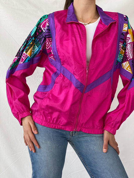 Vintage 90s Healthy Attitude Pink Windbreaker Jacket - M