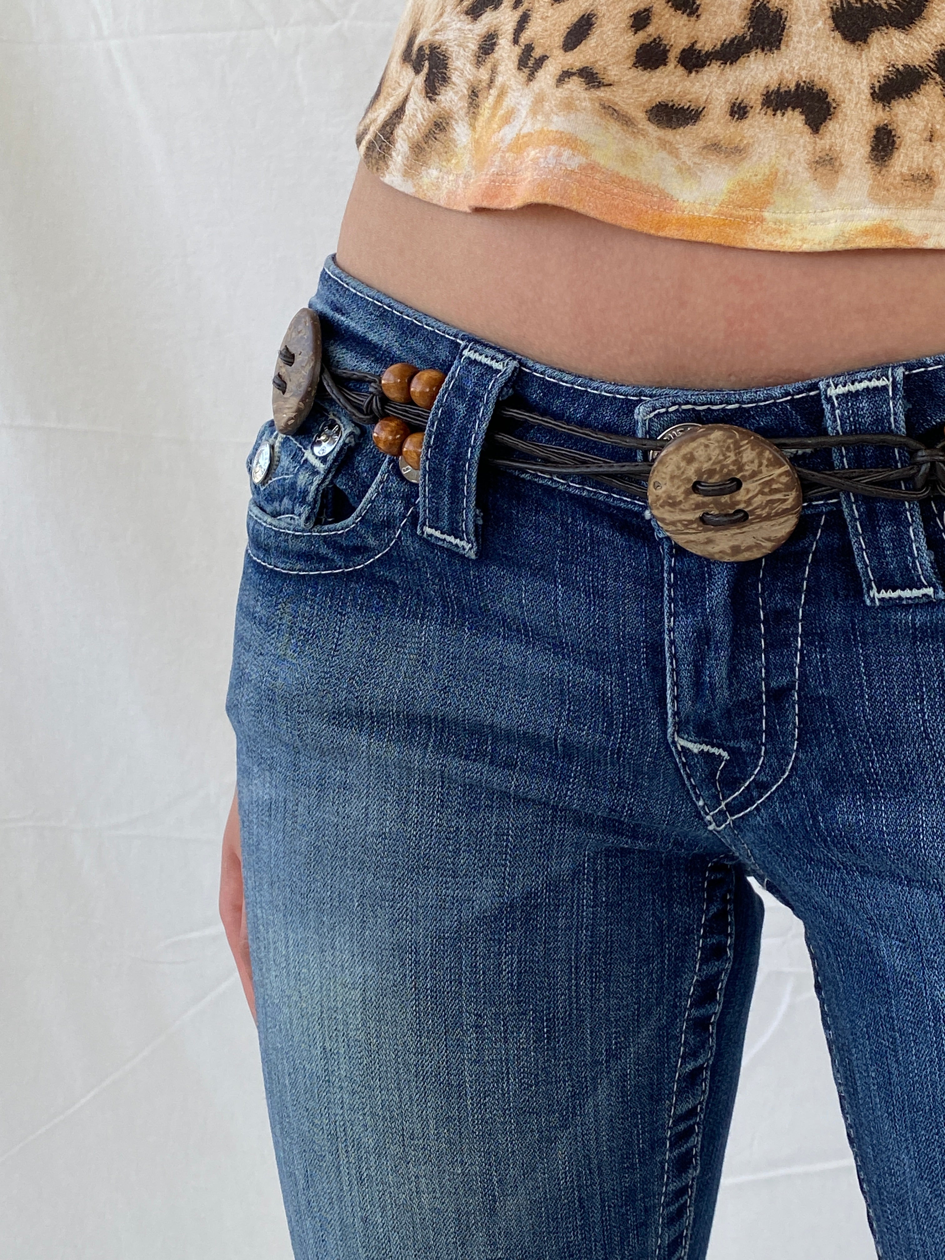 Vintage Braided Waist Rope Boho Beaded Leather Belt