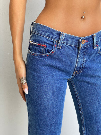 Vintage Y2K Tommy Jeans Blue Denim Low Rise Straight Leg Jeans - 36EUR
