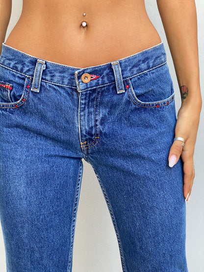Vintage Y2K Tommy Jeans Blue Denim Low Rise Straight Leg Jeans - 36EUR