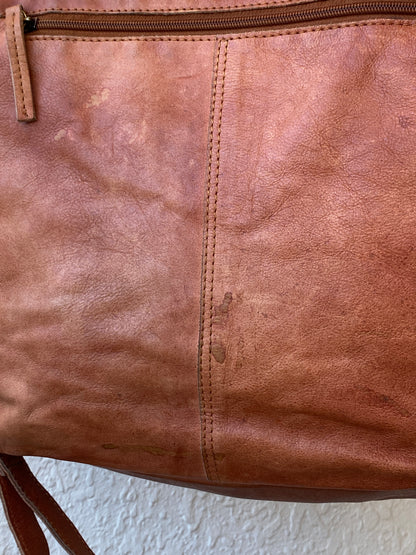 Vintage 5th Avenue Distressed Leather Multi-Pocket Convertible Tote Bag