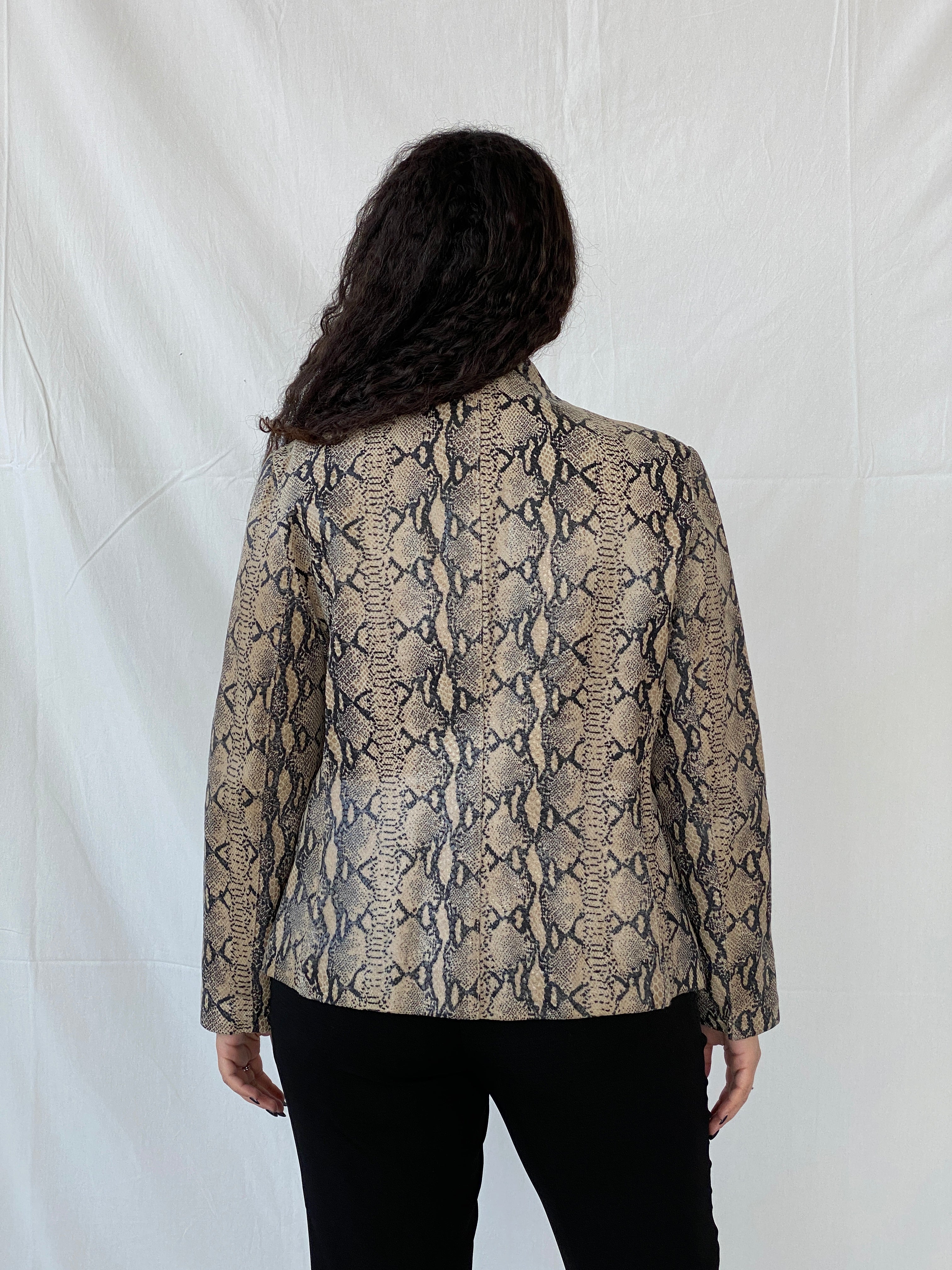 Vintage TUSKANY Italy Women’s Zip Up Snake Skin Leather Jacket - L