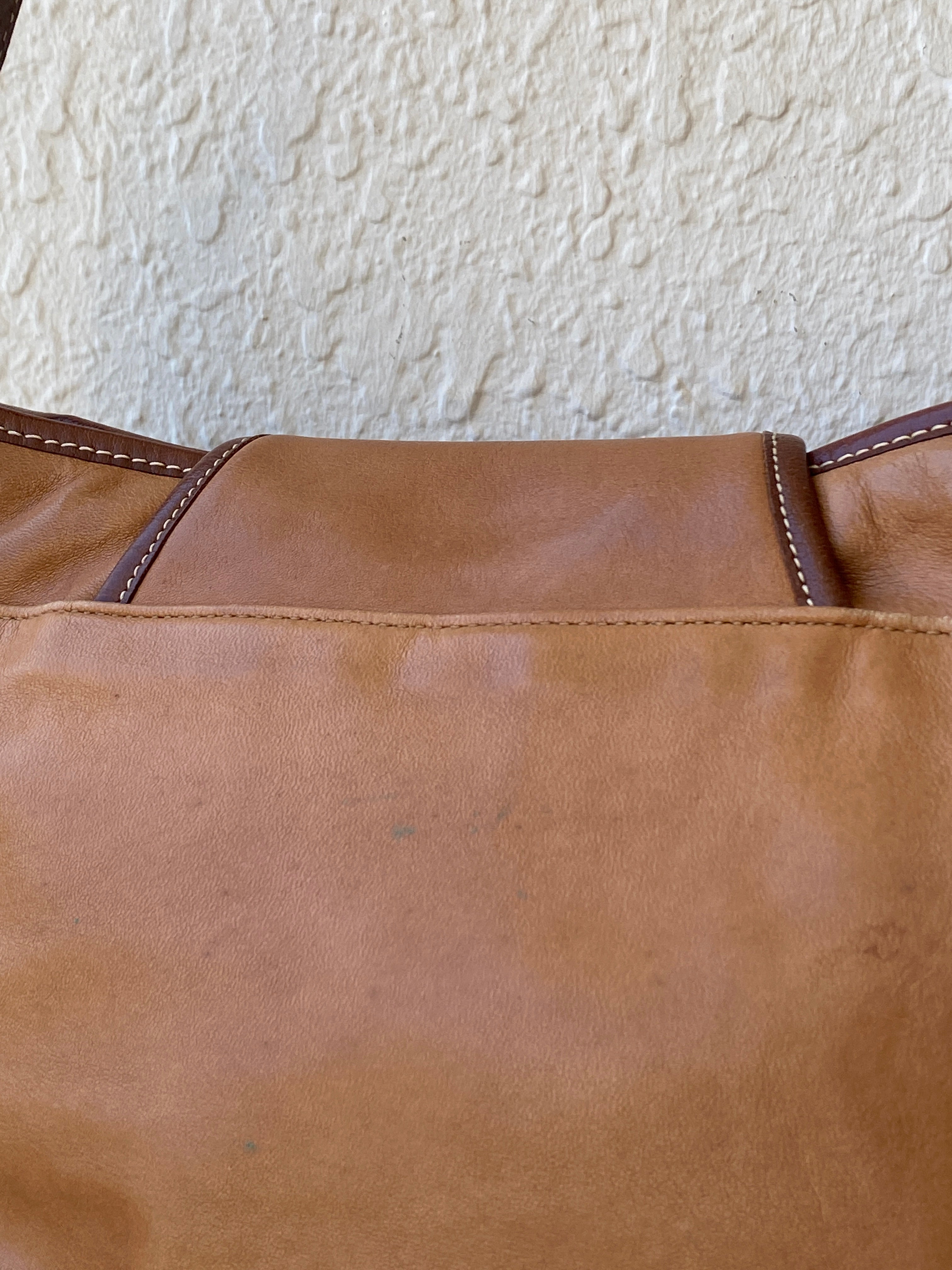 Vintage Etienne Aigner Genuine Leather Shoulder Bag Two-Tone Saddle Brown Purse