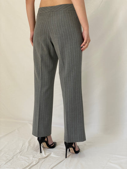 Vintage Tahari Arthur S. Levine Grey Pinstripe Suit Set Tailored Blazer & Straight-Leg Trousers Classic Officewear Power Suit - M
