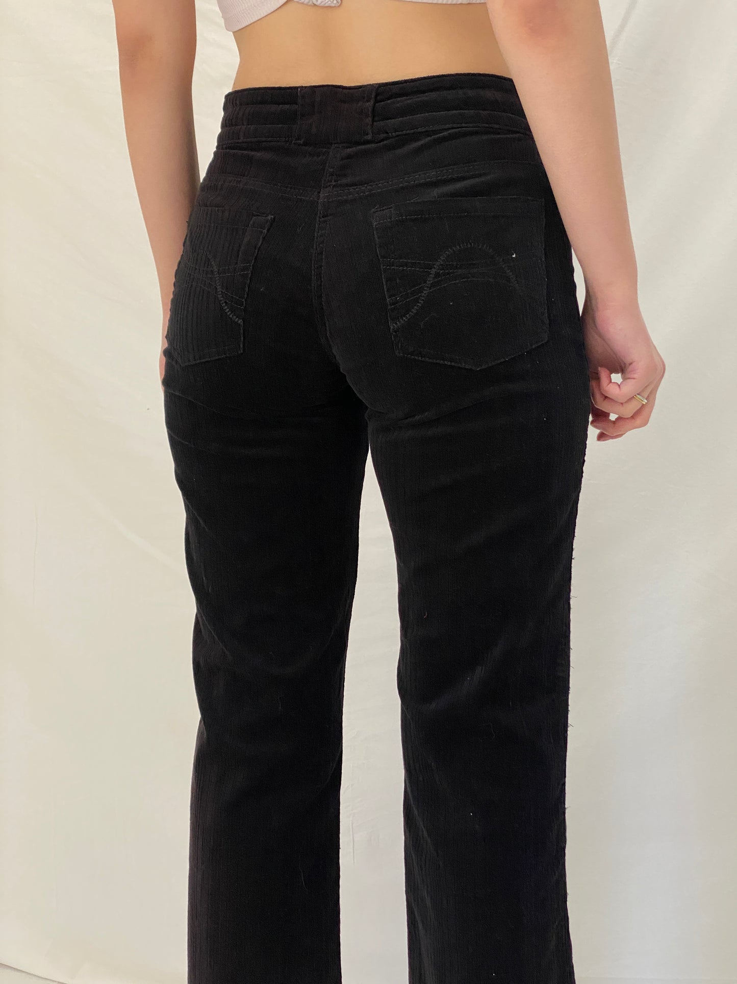 Vintage 90s Cecilia Classics Black Corduroy Pants Straight Leg High Rise Trousers - 36EUR