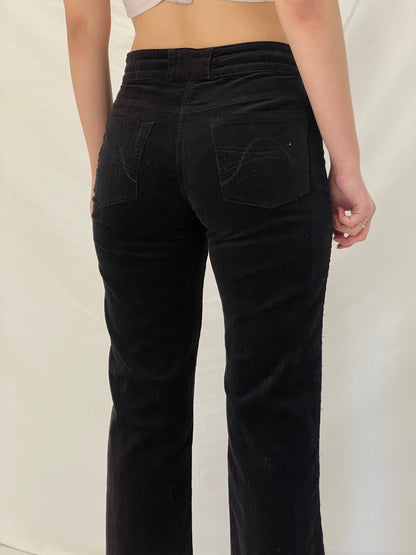 Vintage 90s Cecilia Classics Black Corduroy Pants Straight Leg High Rise Trousers - 36EUR